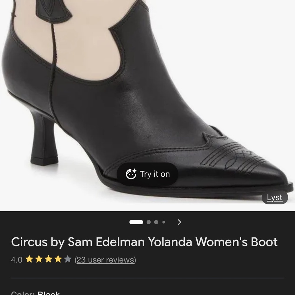 Sam Edelman Black and White Pointed-Toe Western Ankle Boots - Picture 5 of 5